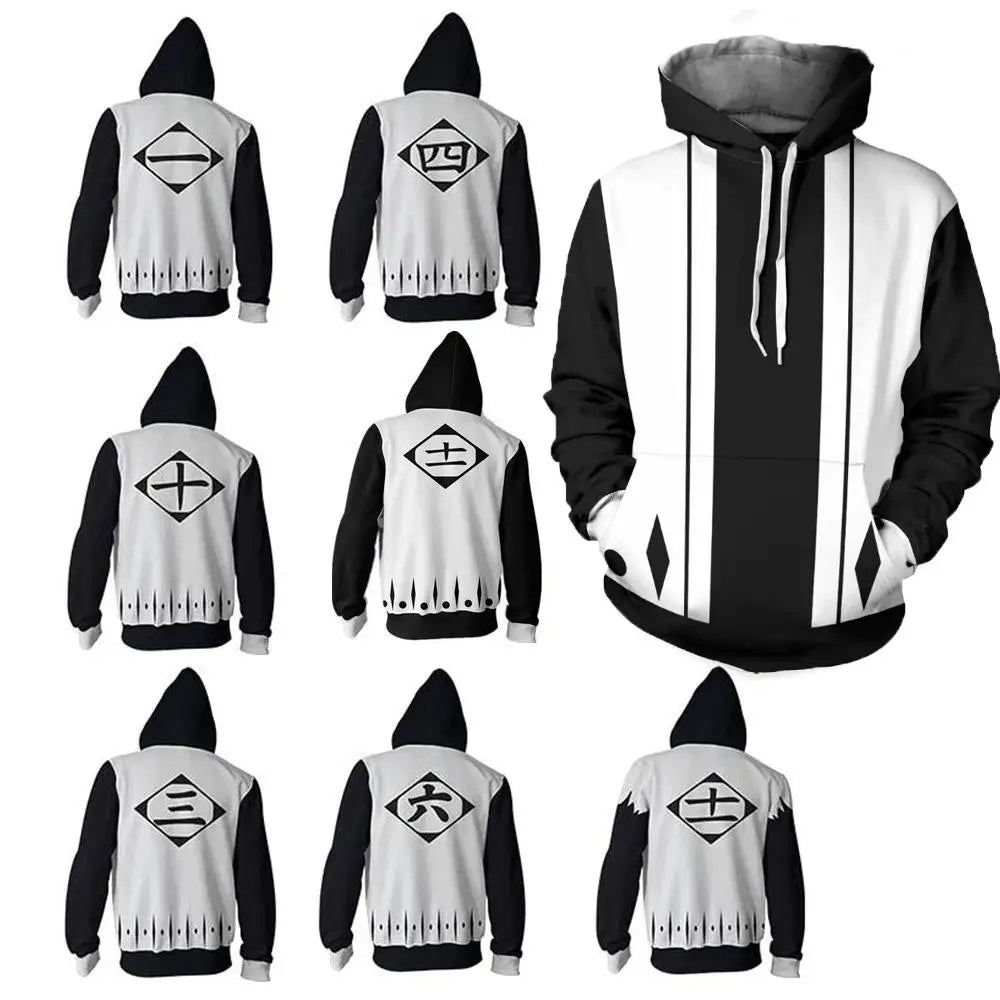 Bleach Anime 3D Print Cosplay Hoodie Harajuku Y2K tracksuit pullover long sleeve men women