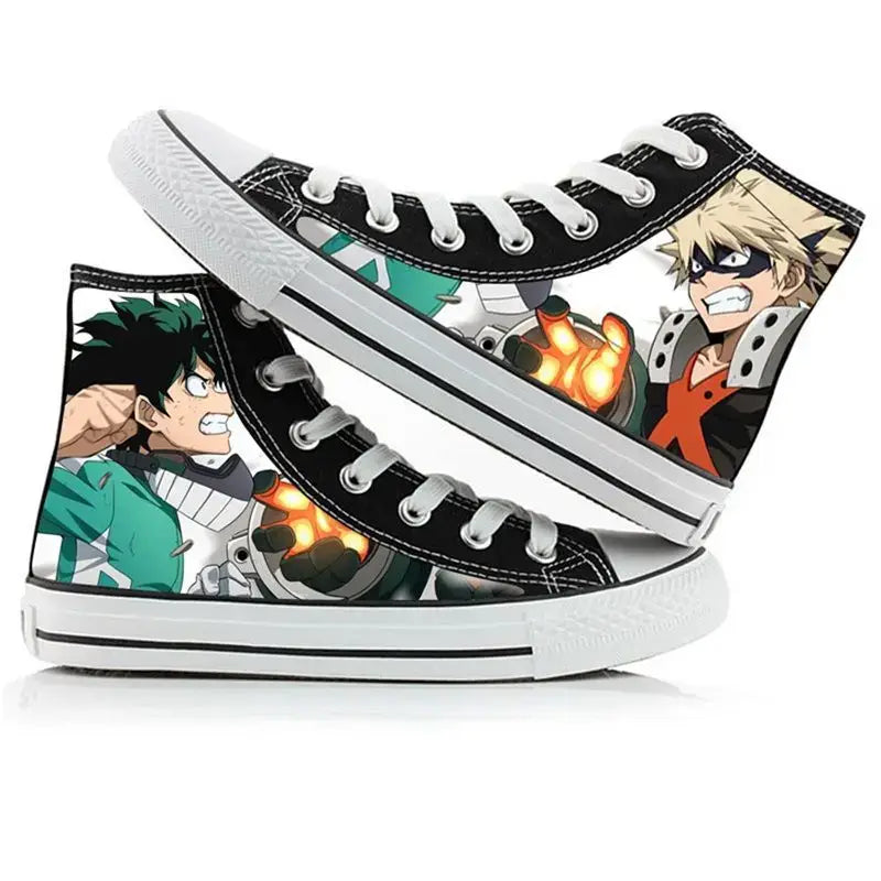 Breathable My Hero Academia Canvas Shoes featuring Izuku Midoriya anime art, designed as comfortable high-top student sneakers.