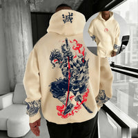 A trendy oversized Demon Slayer Hooded Sweatshirt featuring colorful anime character graphics, designed as casual autumn streetwear for men and women.