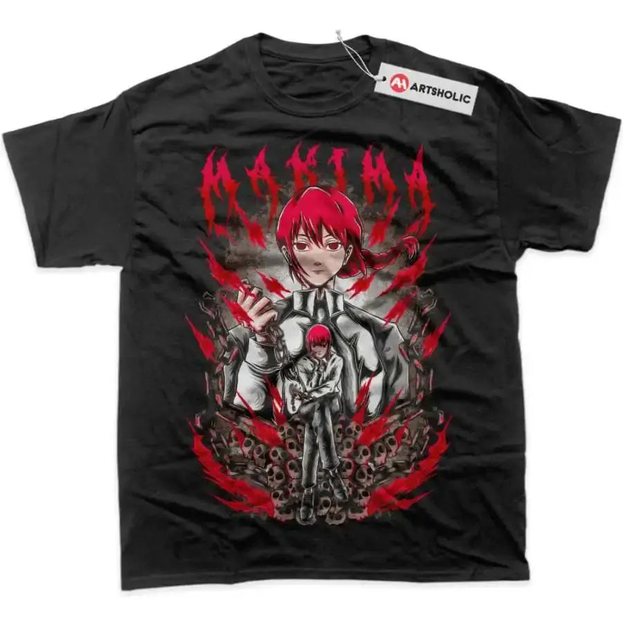 An oversized Chainsaw Man T-Shirt made of soft cotton, featuring a graphic print of Power and Makima for men's and women's streetwear.