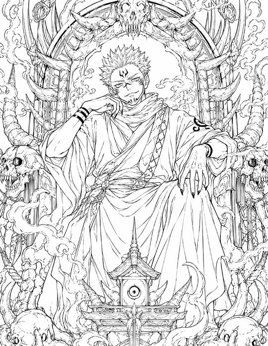 Sukuna Jujutsu Kaisen Coloring Page King of Curses PDF
