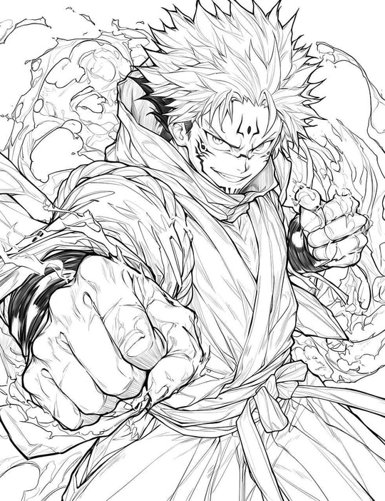 Sukuna Coloring Page | Jujutsu Kaisen Instant Download