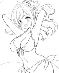 Sunshine Smile Anime Girl Beach Coloring Page - Infinite Visibility