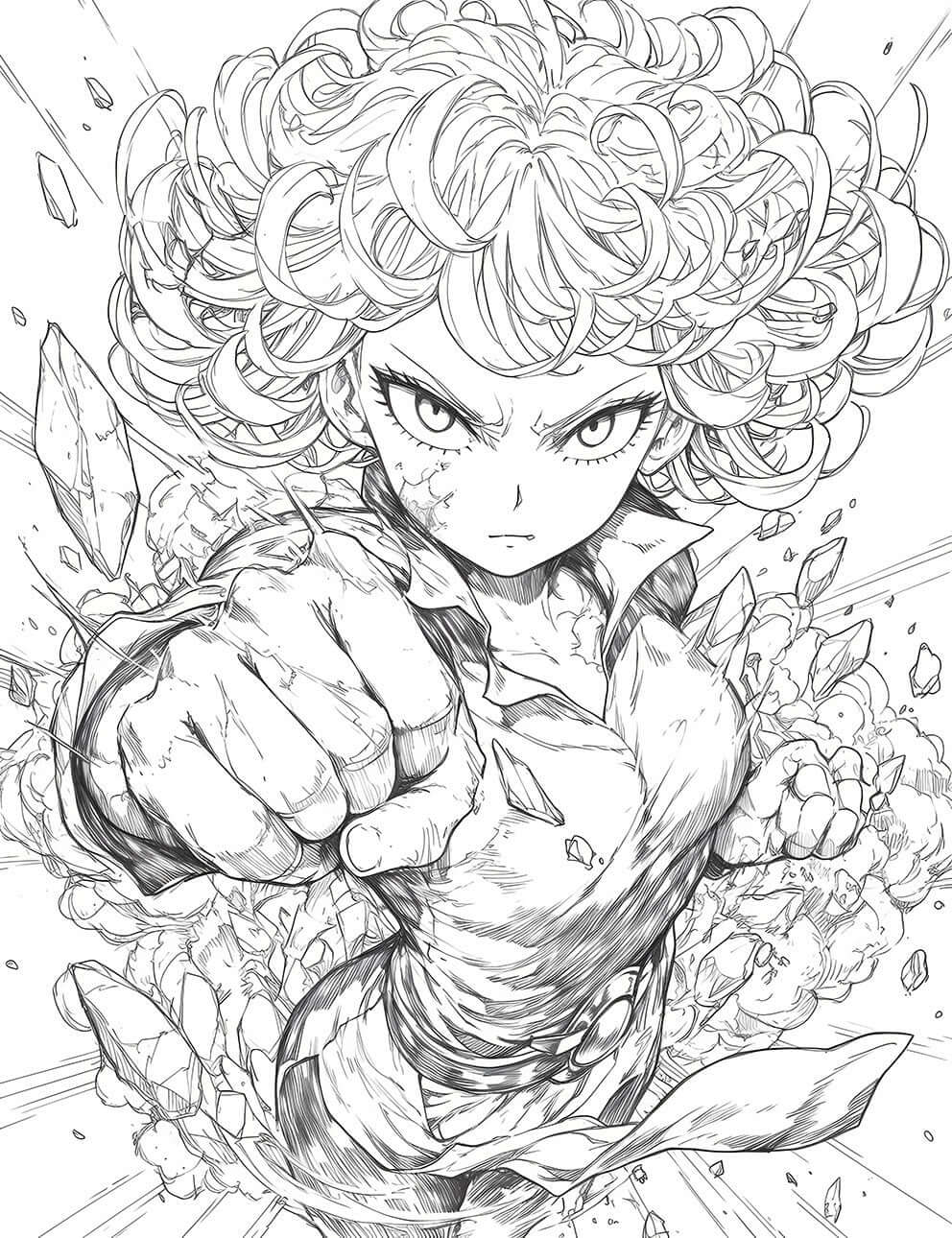 Tornado Unleashed: Color Tatsumaki's Psychic Fury on This Epic Page!