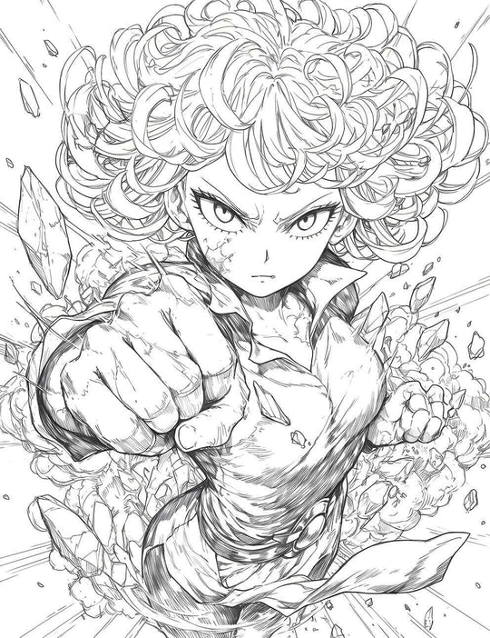 Tornado Unleashed: Color Tatsumaki's Psychic Fury on This Epic Page!