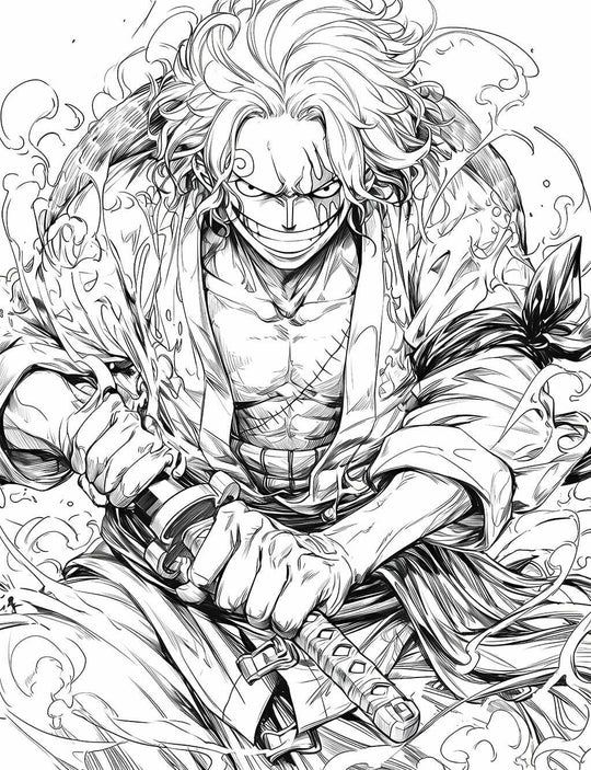 Unleash Creativity: Dynamic Samurai-Inspired Warrior Coloring Page