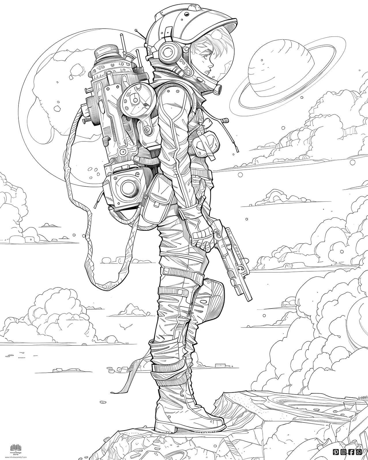 Free Sci-Fi Astronaut Coloring Page - Infinite Visibility