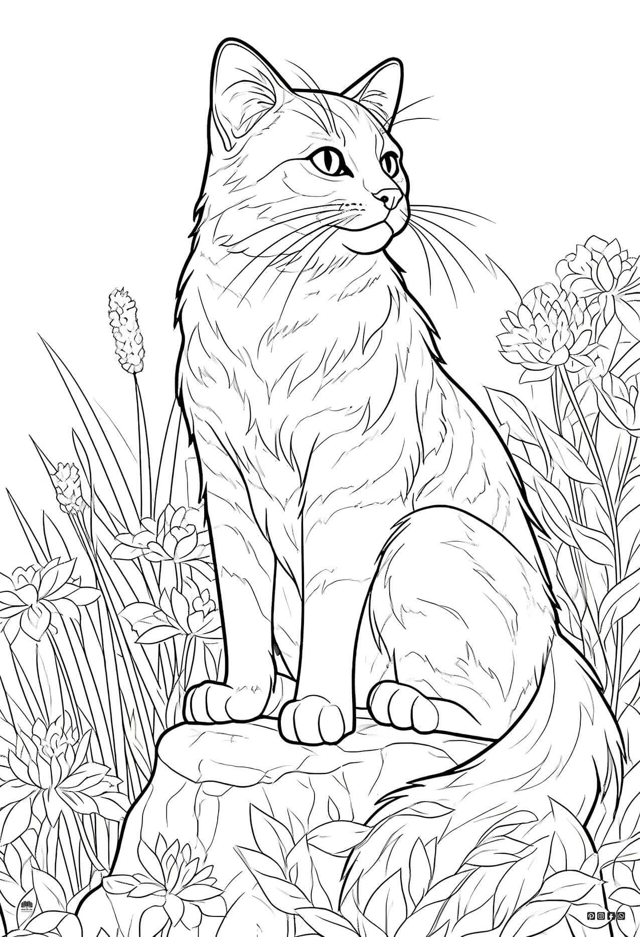 Free Elegant Cat Coloring Page - Infinite Visibility