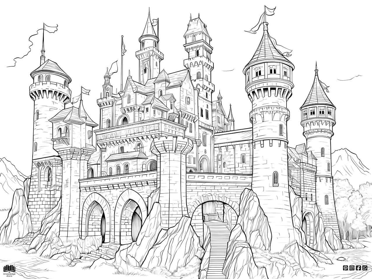 Free Majestic Castle Coloring Page - Infinite Visibility