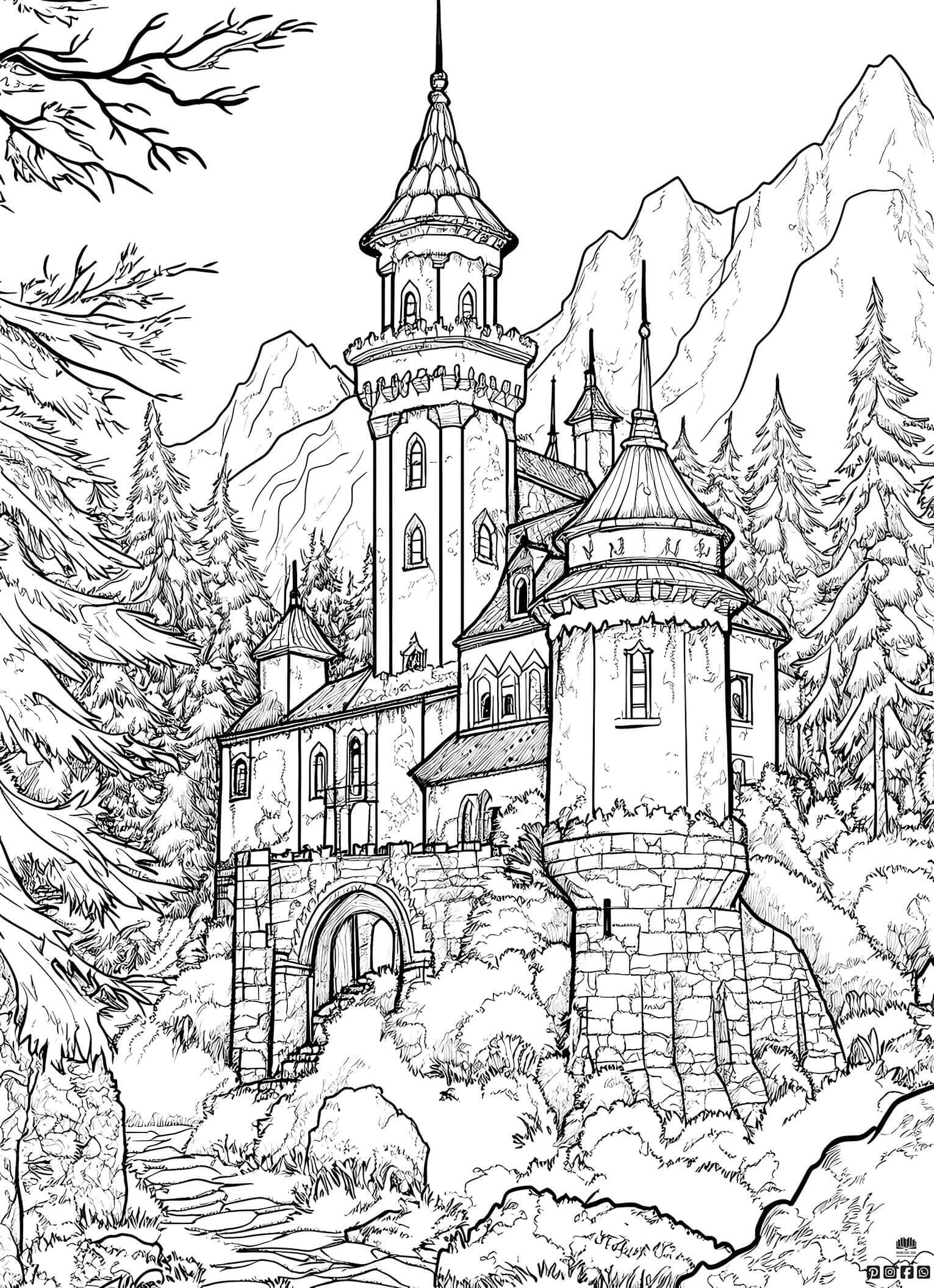 Free Enchanted Castle Coloring Page - Infinite Visibility