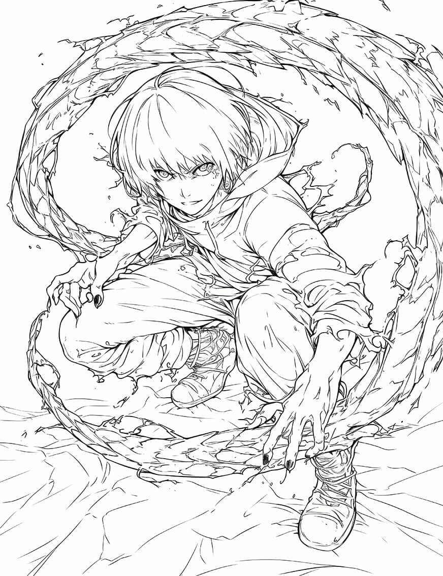 Unleash Your Inner Ghoul: Intense Tokyo Ghoul Inspired Coloring Page - Instant Download
