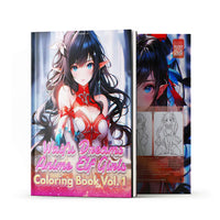 Seductive anime elf girl coloring page from Waifu Dreams Volume 1 PDF book for adults - alluring fantasy art by Infinite Visibility