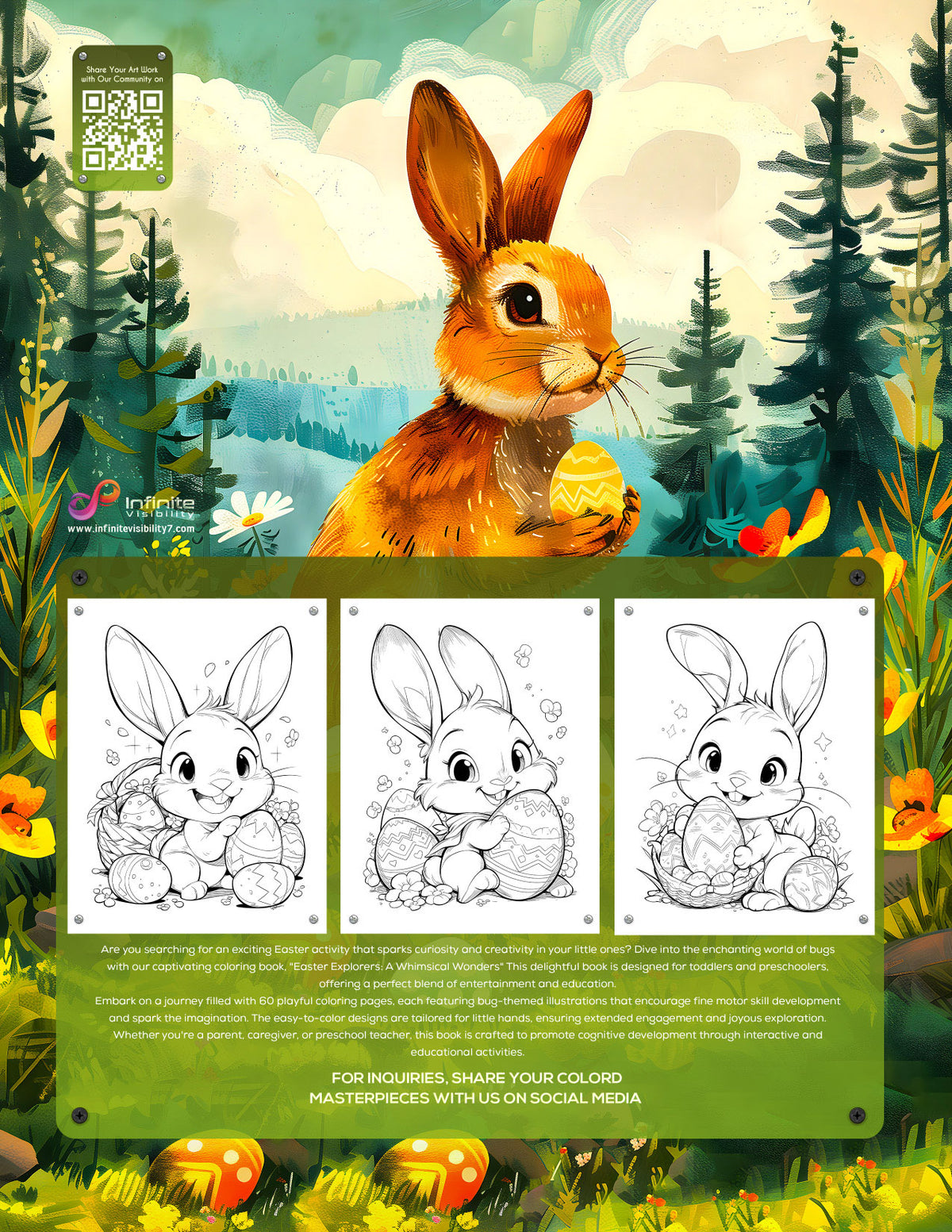 Whimsical Wonders: Easy Ester Bunny Delights Coloring Book for Kids