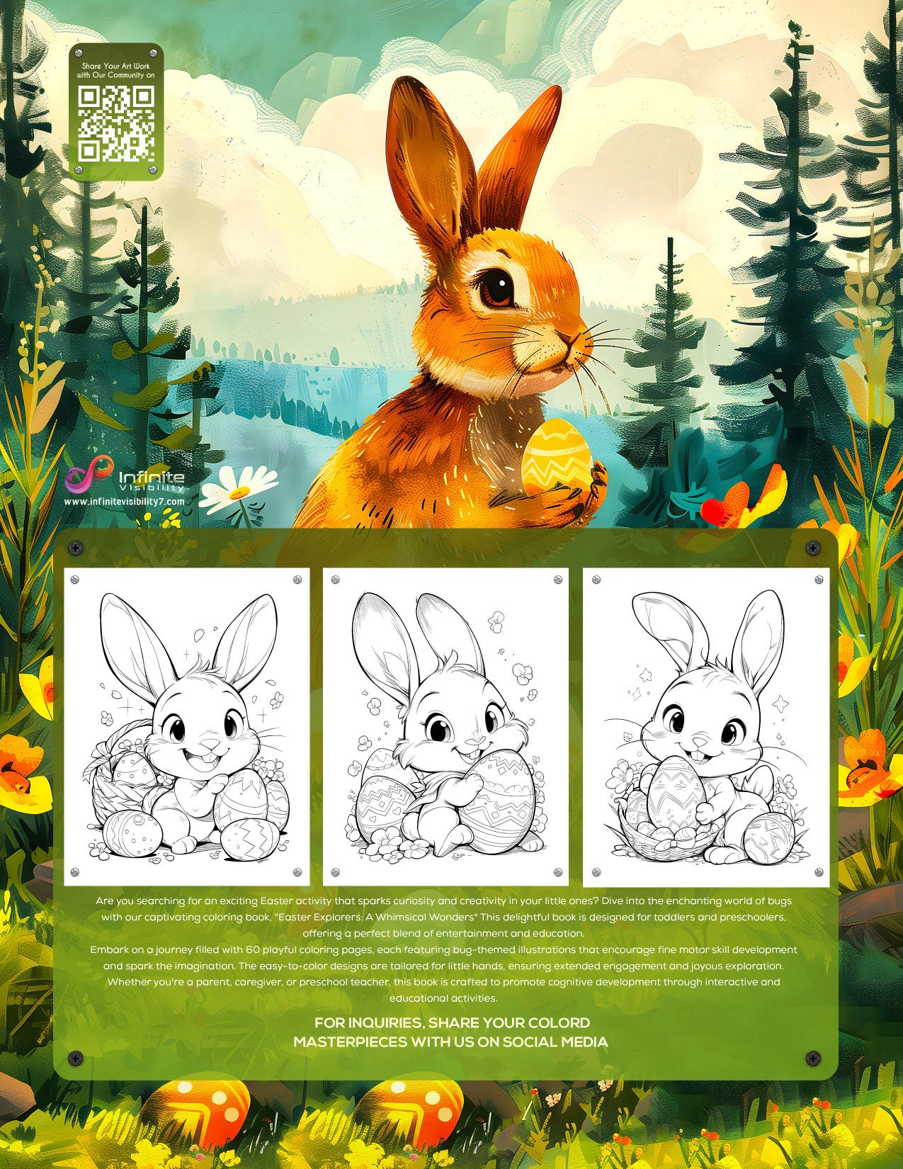 Whimsical Wonders: Easy Ester Bunny Delights Coloring Book for Kids