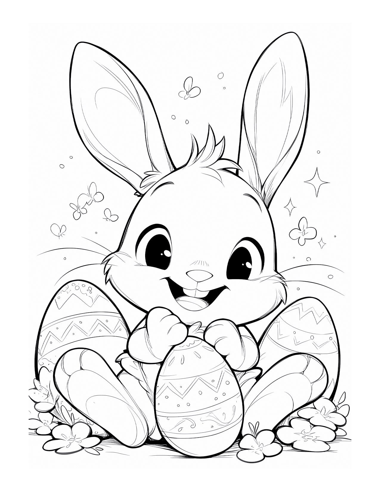 Whimsical Wonders: Easy Ester Bunny Delights Coloring Book for Kids