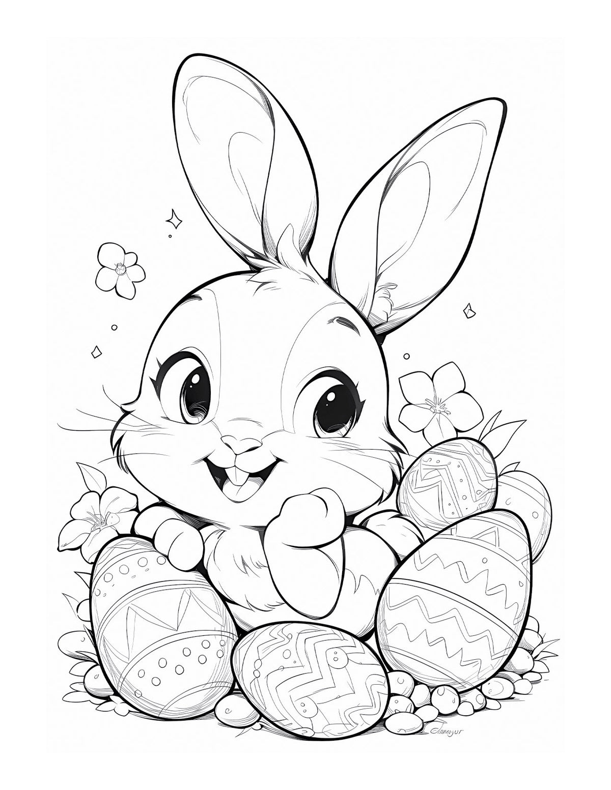 Whimsical Wonders: Easy Ester Bunny Delights Coloring Book for Kids