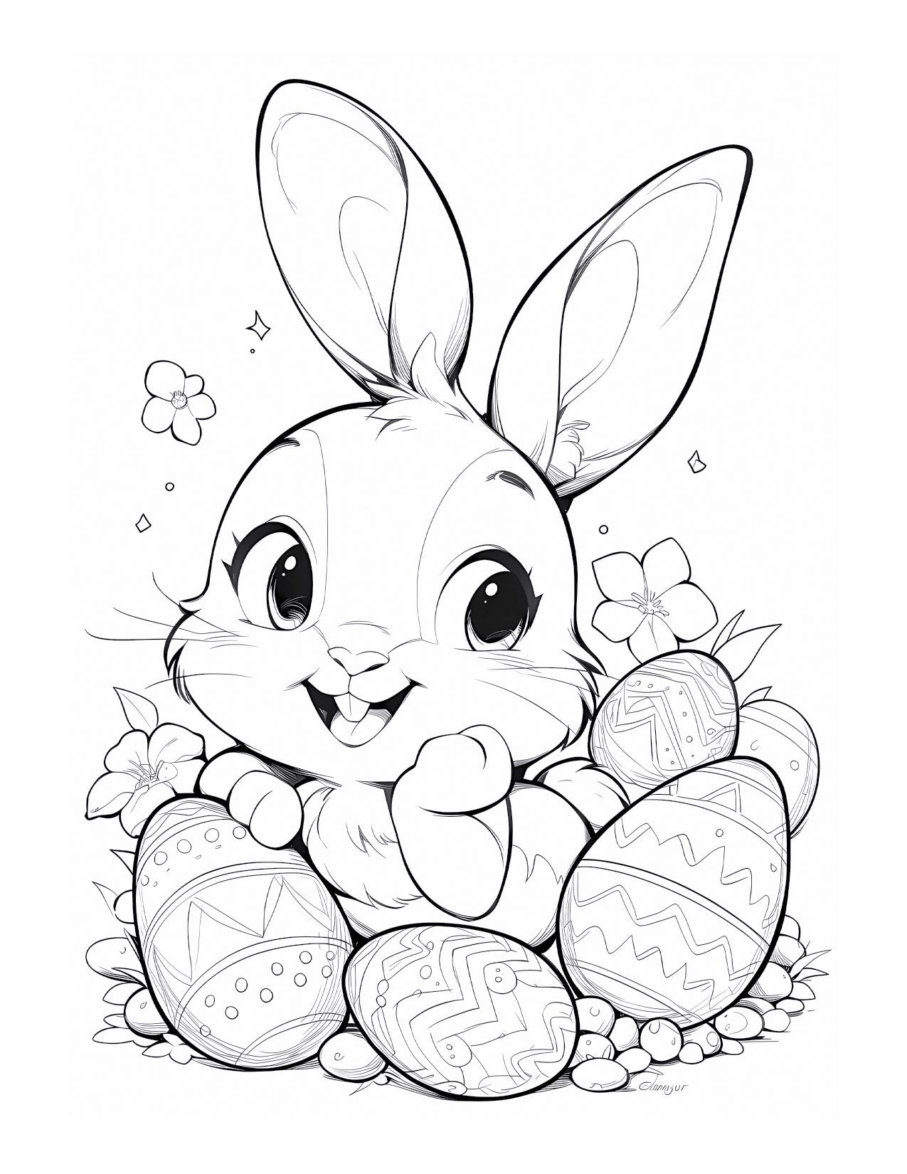 Whimsical Wonders: Easy Ester Bunny Delights Coloring Book for Kids