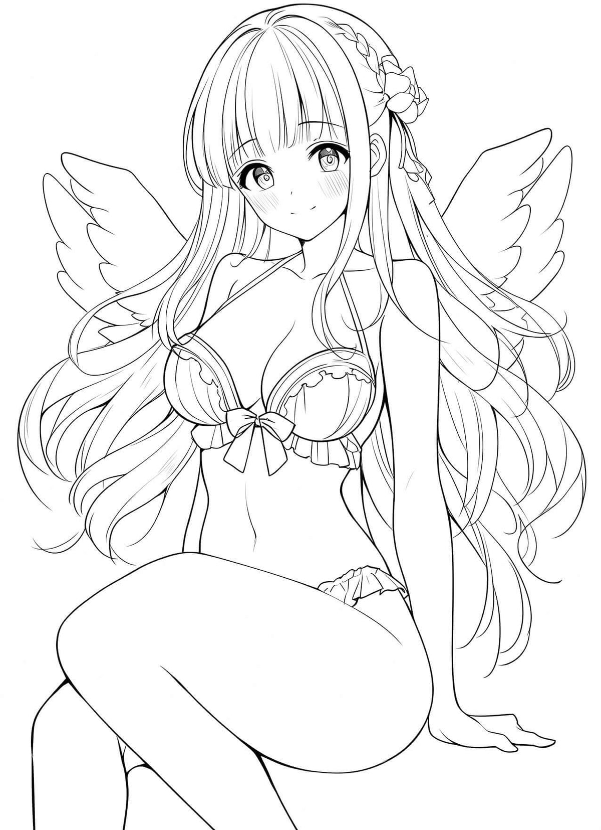 Whispers of Icarus: An Anime Fallen Angel Coloring Page