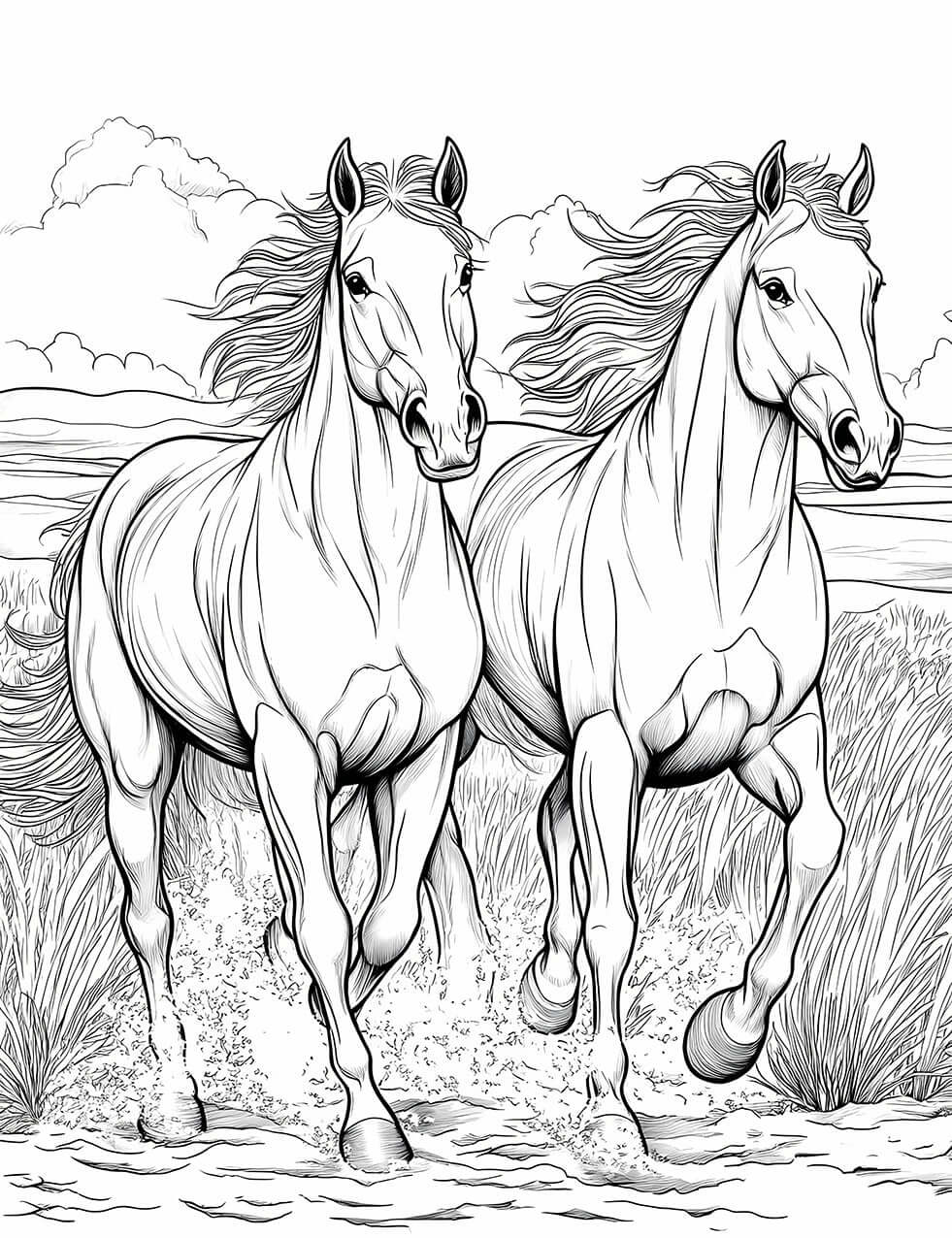 Wild Horses Run Free - Adult Coloring Page | Infinite Visibility
