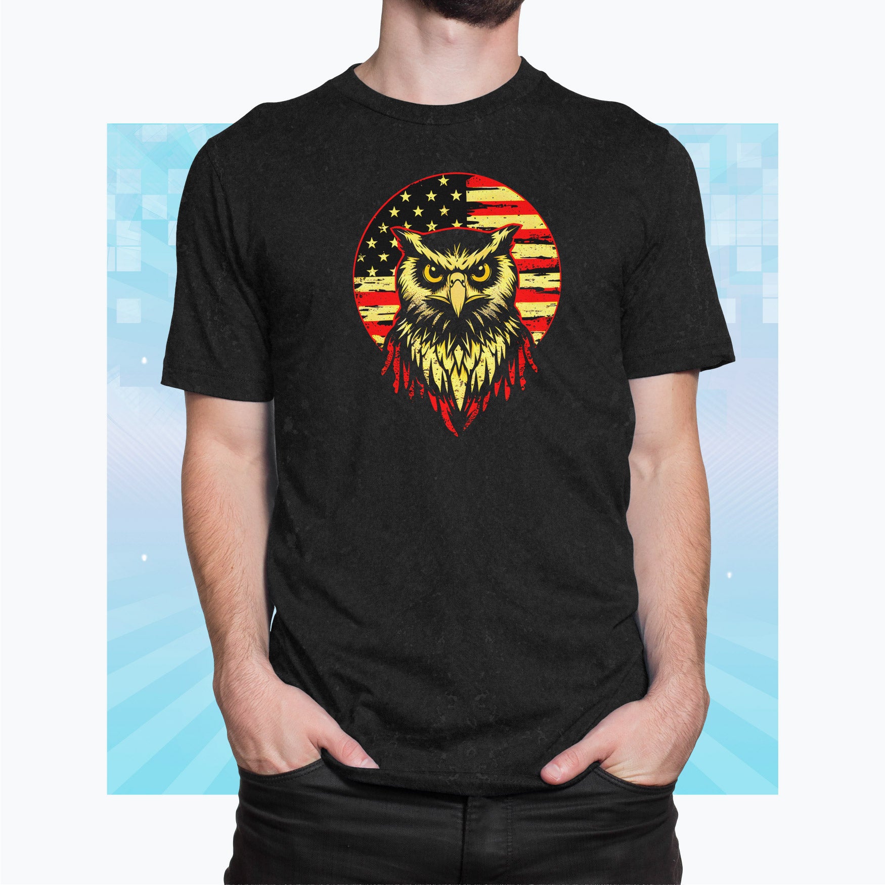 Wise Owl, American Heart - Patriotic Spirit Tee Unisex Cut & Sew Tee (AOP)