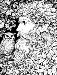 Woodland Elf & Wise Owl - Adult Coloring Page | Infinite Visibility