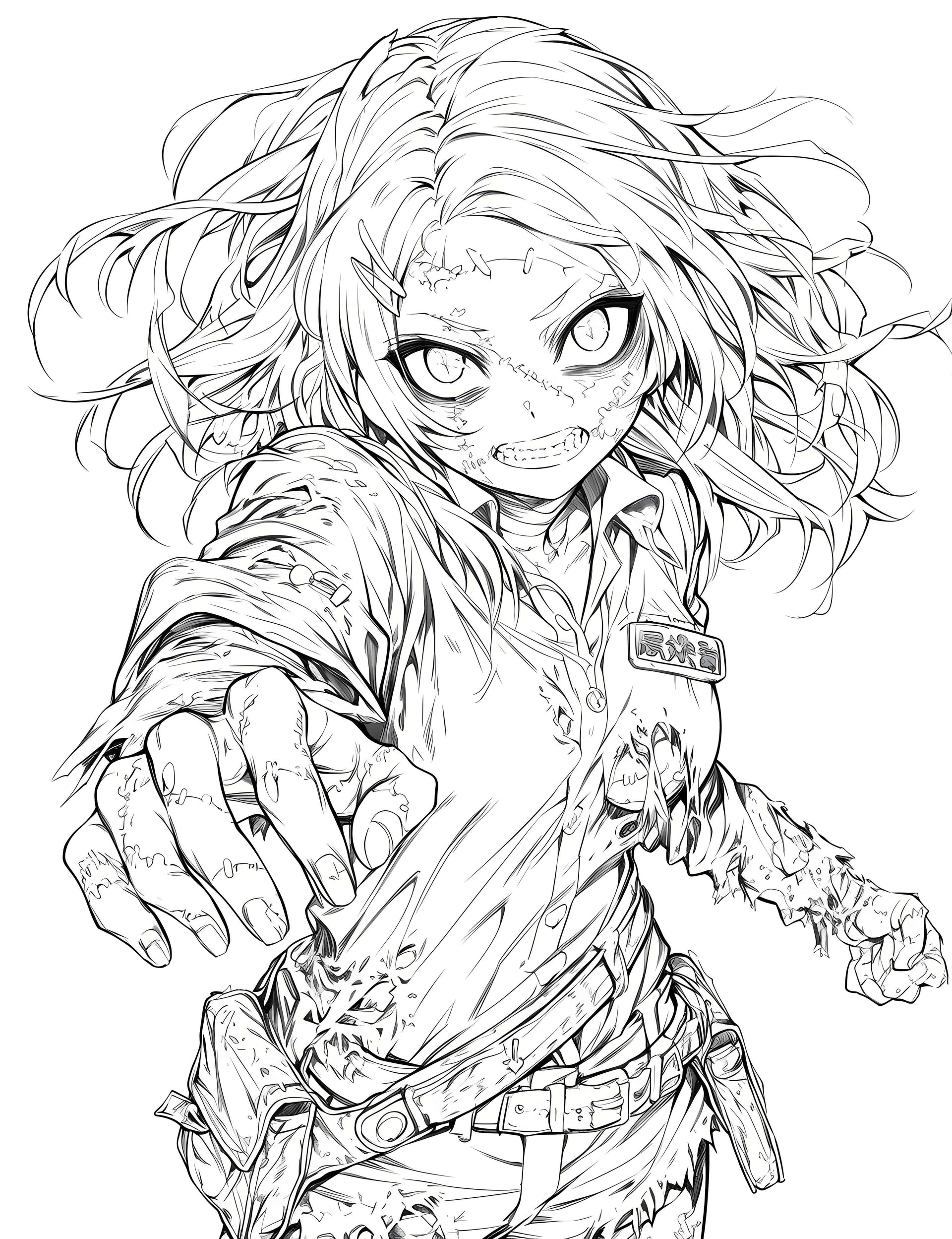 Anime Zombie Apocalypse: Bone-Chilling Coloring Fun!