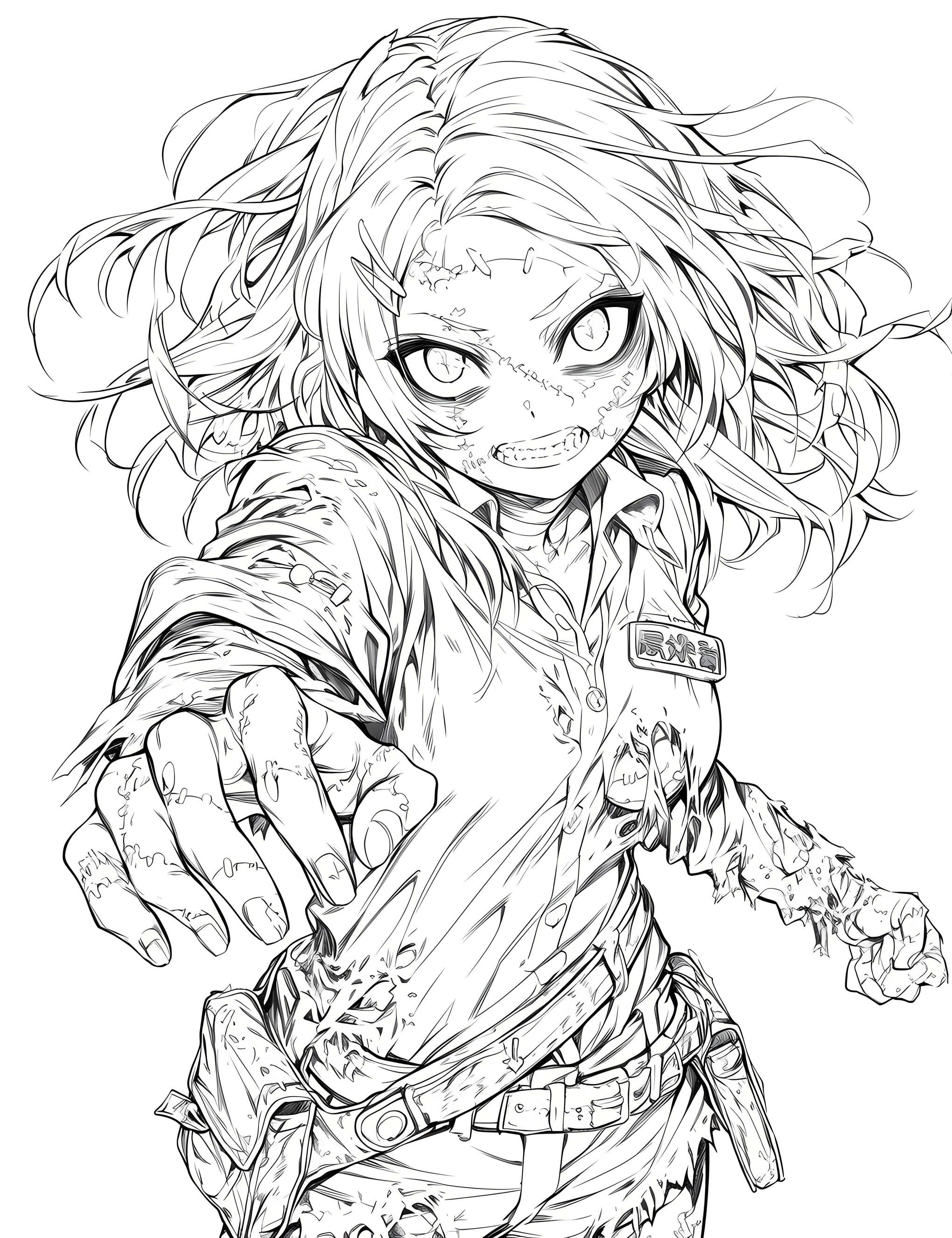 Anime Zombie Apocalypse: Bone-Chilling Coloring Fun!